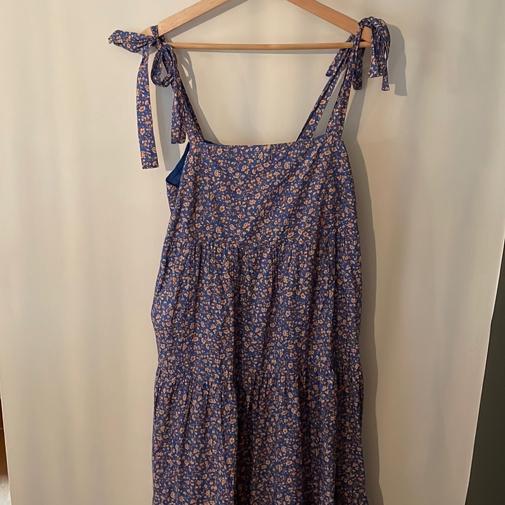 Madewell Floral Tie Shoulder Midi Dress